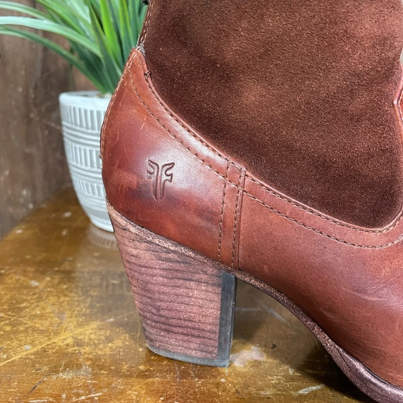 Frye Tessa Zip Short Womens Redwood Leather Ankle Bootie - Size 6 - with box - Picture 6 of 13